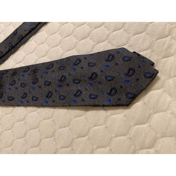 Tino Cosma ☀️ Men Paisley Silk Tie Gray - Picture 4 of 4
